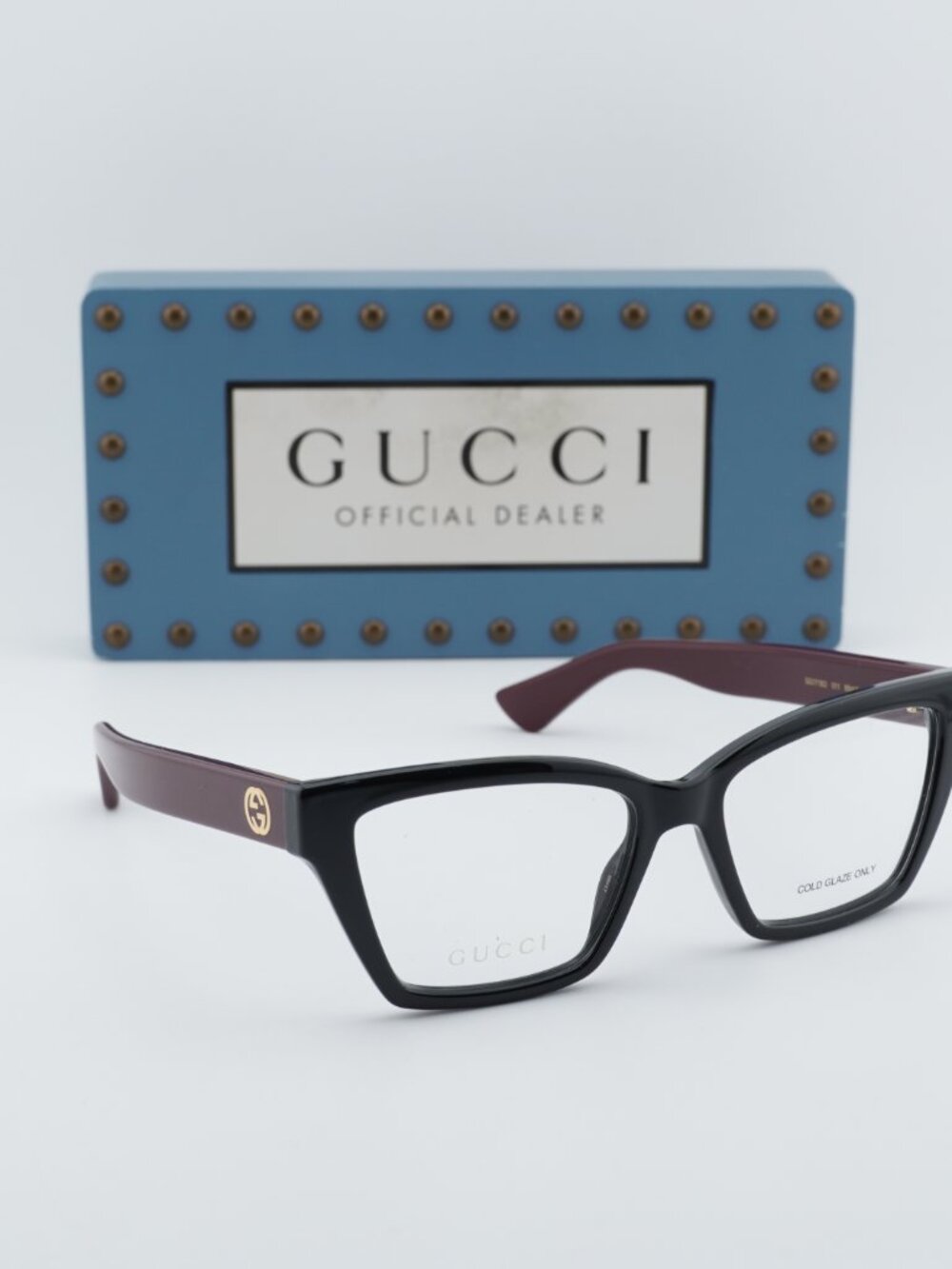 Gucci GG1715O 011 Cat Eye Eyeglasses – Black/Red 55mm - Picture 5 of 11